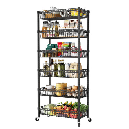 SINGAYE Shelf 6 Tier Wire Shelving Unit Adjustable Storage Shelves Big Basket Rack for Garage Kitchen Office Pantry Laundry Room Organizers13.5 D x 30" W x 65" H Black