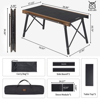 Naturehike Folding IGT Camping Table, Portable IGT Cook System, Ultralight Aluminum Camp Table for Outdoor Picnic Car RV Trip Patio Backyard BBQ