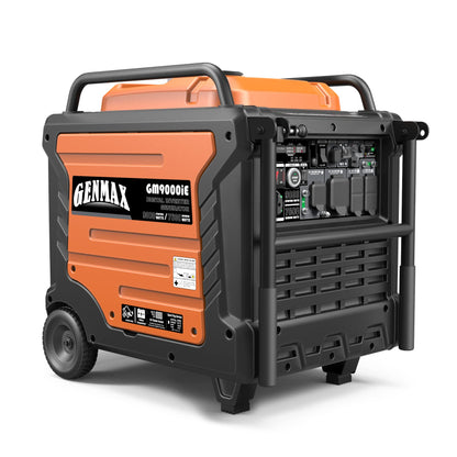 GENMAX Portable Generator, 9000W Super Quiet Gas Powered Engine with Parallel Capability, Remote/Electric Start, Digital Display,EPA Compliant，CO Alarm Ideal for Home Backup Power (GM9000iE)