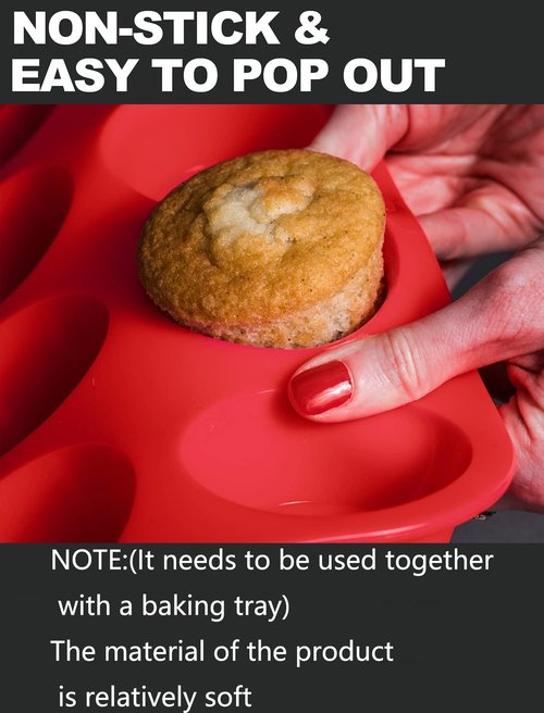 JEWOSTER 12 Cups Silicone Muffin Pan 2 Pack - Cupcake Pan Nonstick Silicone Molds Great for Making Muffin Cakes,Bread, Tart - BPA Free Baking Accessory