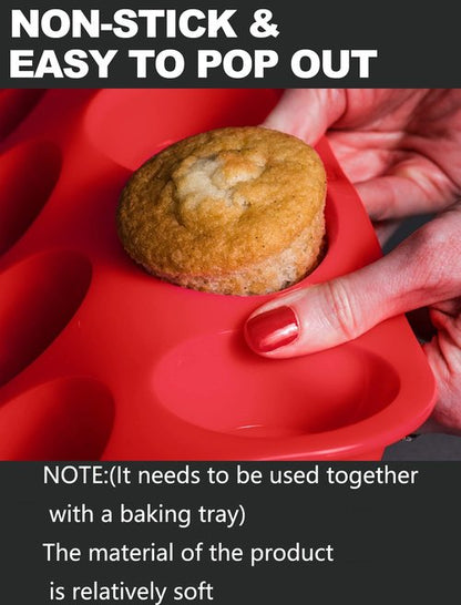 JEWOSTER 12 Cups Silicone Muffin Pan 2 Pack - Cupcake Pan Nonstick Silicone Molds Great for Making Muffin Cakes,Bread, Tart - BPA Free Baking Accessory