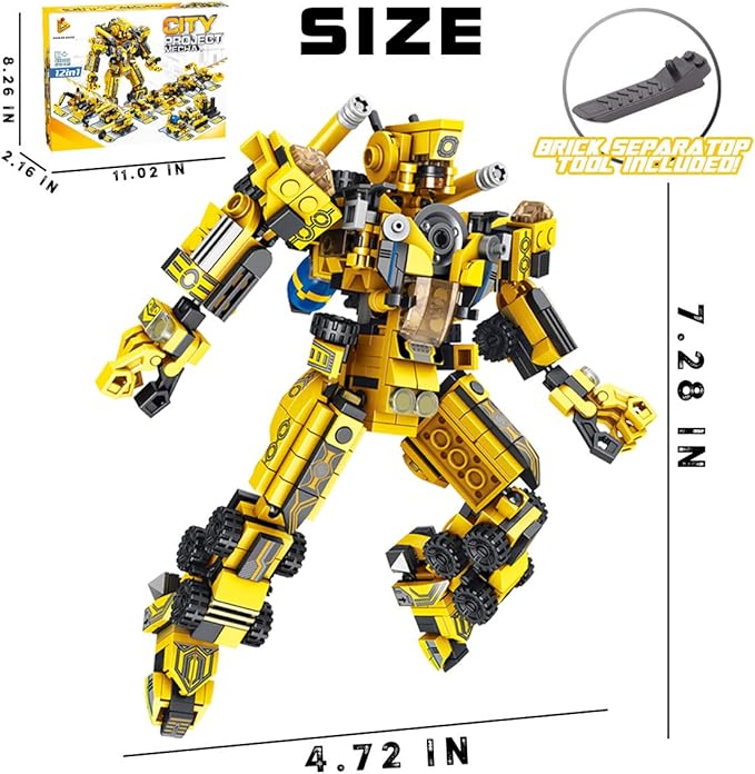 Robot Building Toys for 6 7 8 9 10 11 12 13 14 Years Old Kids | 25-in-1 Construction Blocks Sets for Robot or Trucks Christmas Birthday Gifts for Age 6-8 7-9 8-14 yrs Boys