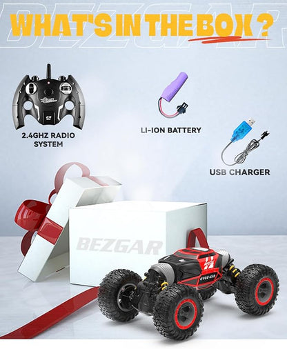 BEZGAR TD141 Remote Control Car - 1:14 Scale 4WD All-Terrains Large RC Cars for Kids 2.4GHz Transformable Stunt Cars Monster Truck Toys Christmas Birthday Gifts for Boys &amp Girls