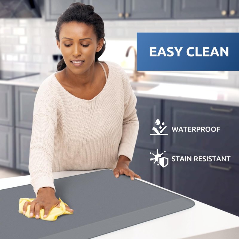 KitchenClouds Kitchen Mat Cushioned Anti Fatigue Kitchen Rug 0.8inch Non Slip Standing Mat Comfort Floor Mats for Sink Office (17.3"x60",Grey)