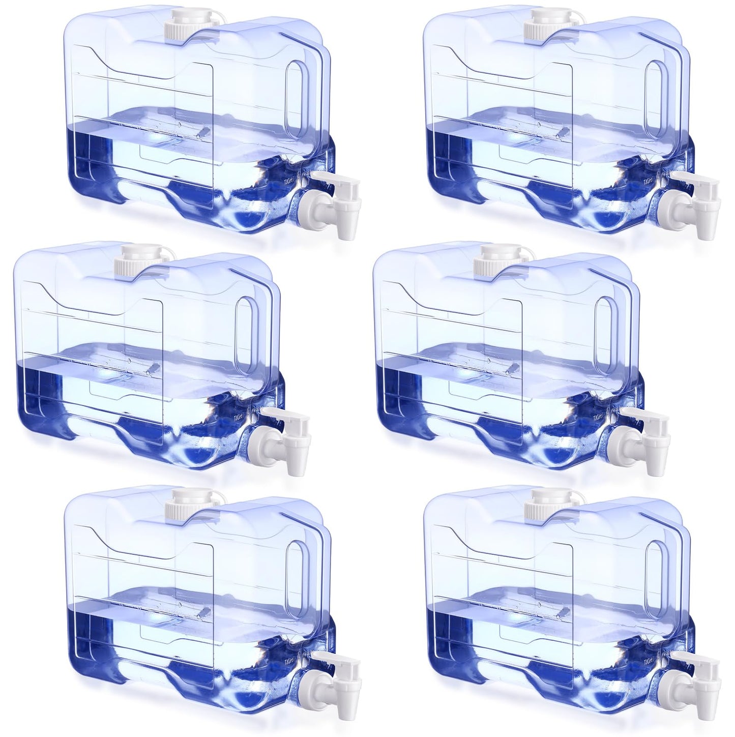 Funnymoom 6 Pcs Drink Dispenser for Fridge Refrigerator Plastic Reusable Water Dispensers Bottle with Spigot for Party Outdoors Home Office Activities(blue, 2 Gallon)