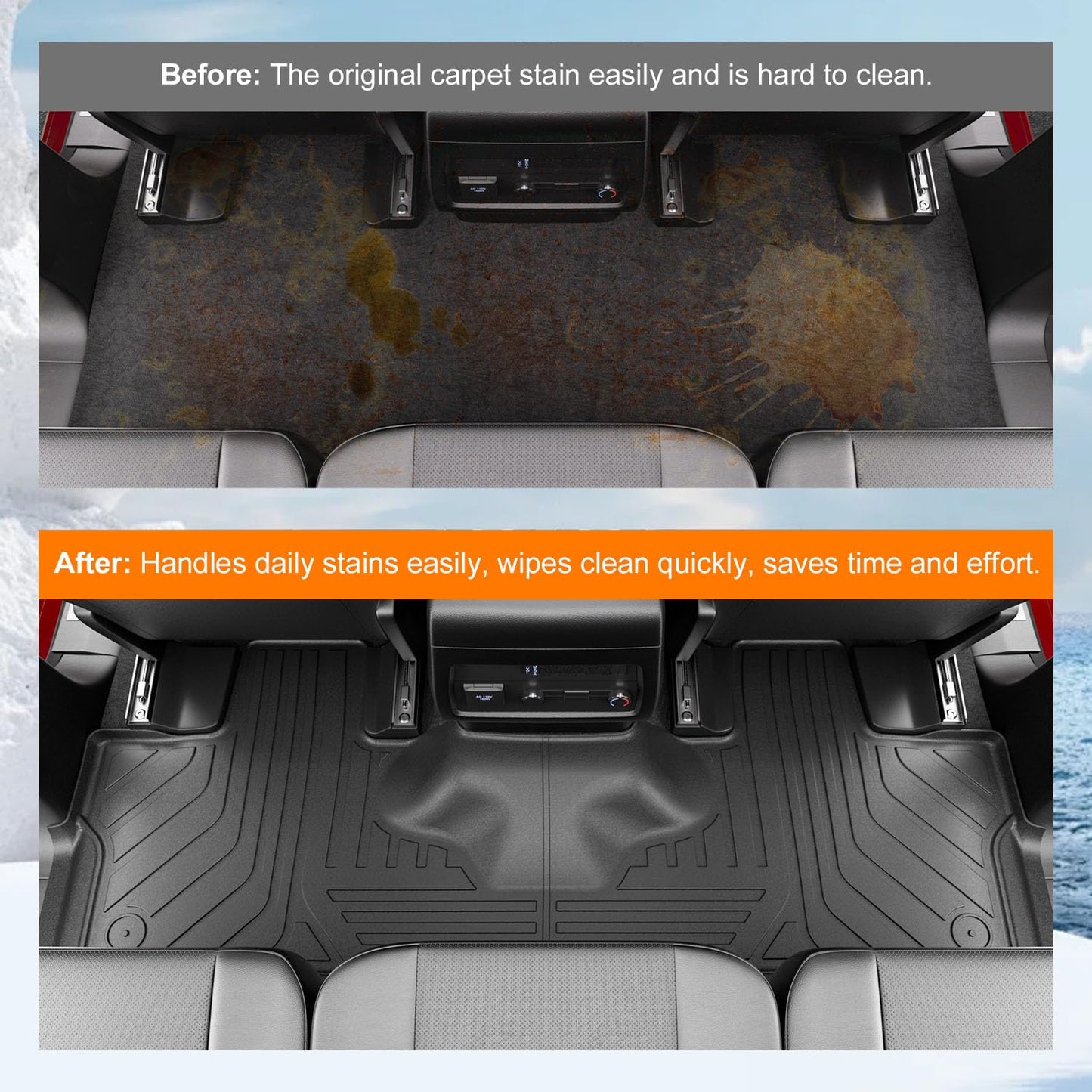 powoq 7 Seats Floor Mat Compatible with 2003-2017 Ford Expedition Cargo Mat Lincoln Navigator Floor Liner Electric 3rd Backrest Liner Replacement for 2003-2017 Ford Expedition Accessories