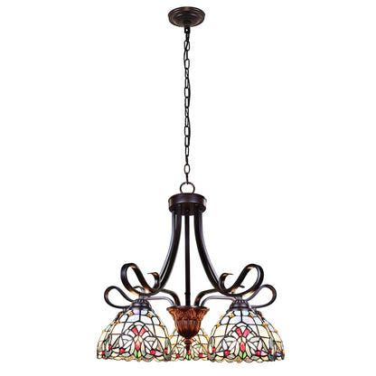 Chloe Lighting 5 Light Chandelier Victorian Tiffany-Style Dark Bronze 25in Wide Multicolor Model CH3T381VB25-DD5