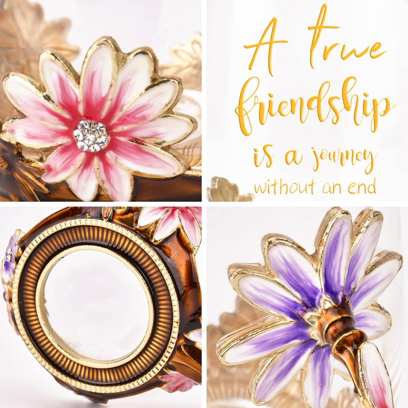 OEAGO Friendship Gifts for Women Best Tea Cup Friend Gifts for Women Flower Coffee Mug Christmas Birthday Gifts for Female Coworker