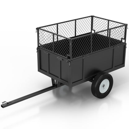 Garvee GarveeTech Heavy Duty 750 LBS Utility Trailer – 17 Cu Ft ATV Dump Trailer with Removable Sides, Pneumatic Tires & Quick-Dump Pull-Behind Yard Cart for Tractors, UTV, Lawn Mowers