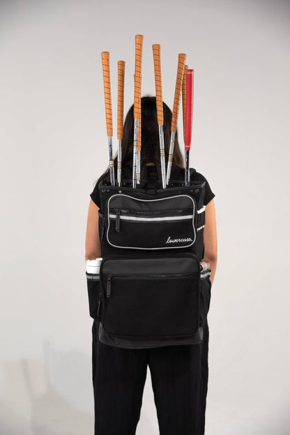 Lowercase Golf Backpack Bag with Bike Pannier Clips - Holds 8 Clubs, Padded Dividers, Rain Cover