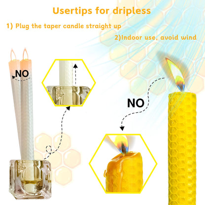 Lacaser Natural Beeswax Purple Taper Candles Bulk Set of 14 pcs, Unscented & Smokeless & Dripless Long Candlesticks 9 Inches Each, Gift Box Packed