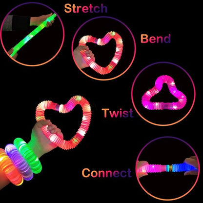 Glow Sticks Bulk Party Favors Supplies 96 PCS, LED Light up Wands Pop Tubes for Toddlers Kids, Glow in Dark Bracelet Necklace Accessories Decorations for Birthday Wedding Dance Floor Props Events