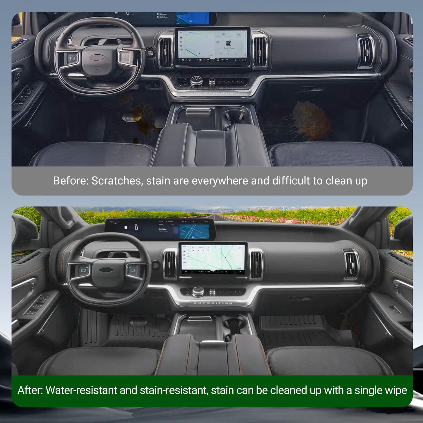 xipoqix 7 Seats Floor Mats Cargo Mat Backrest Mat Compatible with 2025 2026 Ford Expedition Replacement for 2025 2026 Ford Expedition Accessories (Trunk Mat+Backrest Mats+Floor Mats)
