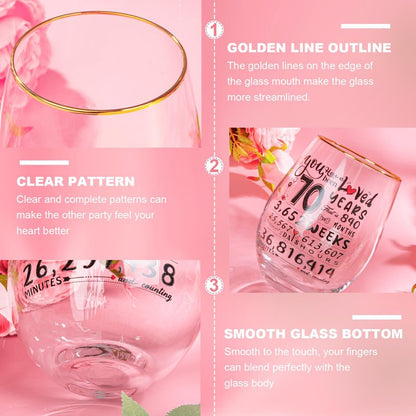 70th Birthday Gifts for Women - Funny 1955 Engraved Ideas for Friend, Sister, Mom - Decorations Present - Time Commemoration Wine Glass 18 oz