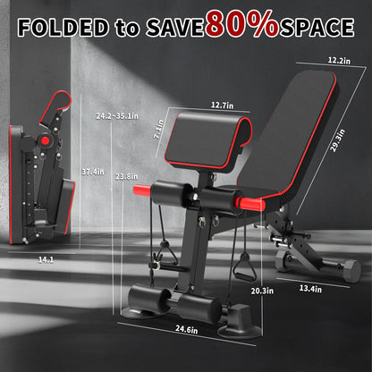 Adjustable Weight Bench - Utility workout Benches for Exercise, Free Installation Design for Portable Fitness Strength Training Equipment at Home Gym