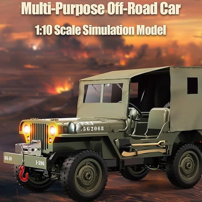 RC Crawlers 1:10 Scale D888 Willys Military Jeep 2.4Ghz 4WD Off Road Rock Crawler Vehicle with Lights All Terrain Electric RC Jeep Toy for Adult Teens