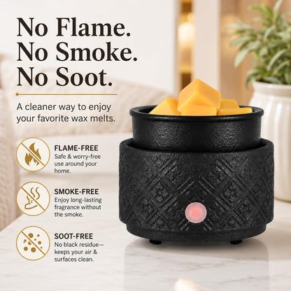 MOCOSA Wax Melt Warmer for Scented Wax,3-in-1Ceramic Wax Warmer Fragrances Candle Oils, Home Fragrance Burner,Electric Candle Warmer for Mom Women(Black)