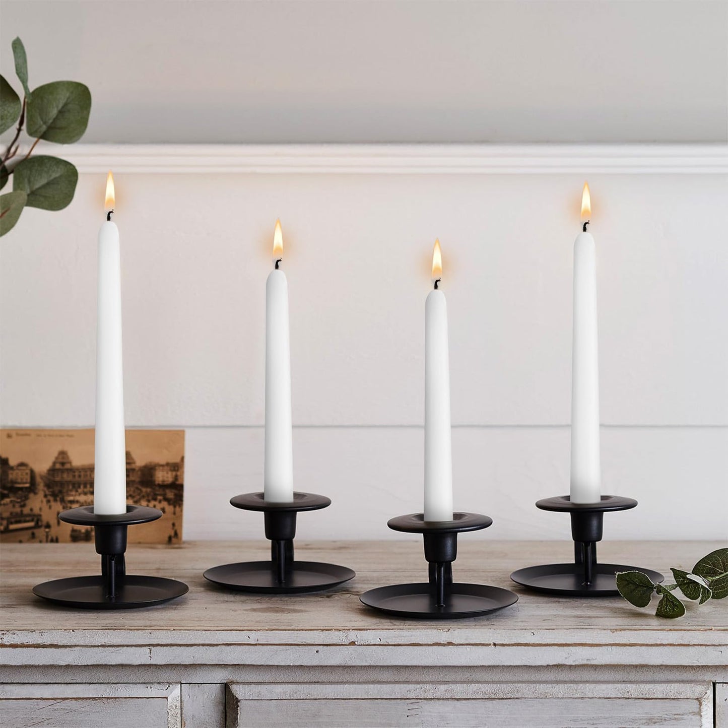 Taper Candles White, Set of 8 Odorless and Smoke-Free 10-Inch Taper Candles, Long Burning, Paraffin Wax with Cotton Wick, Burns Approximately 7-8 Hours