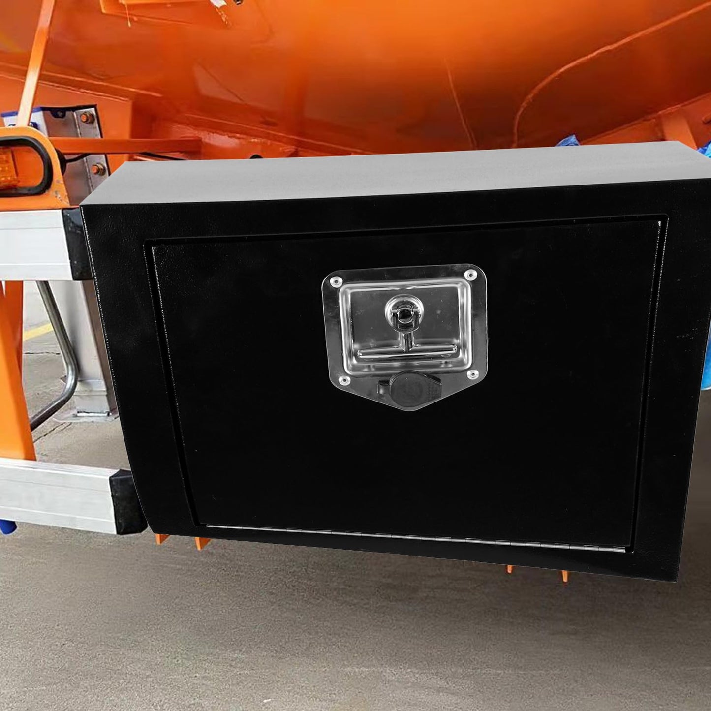 caqeg 18"x 12"x 14" Steel Underbody Truck Tool Box with T-Handle Lock Latch, 18 Inch Heavy Duty Steel Under Body Toolbox for Pick Up Truck RV, Under Mount Tool Box