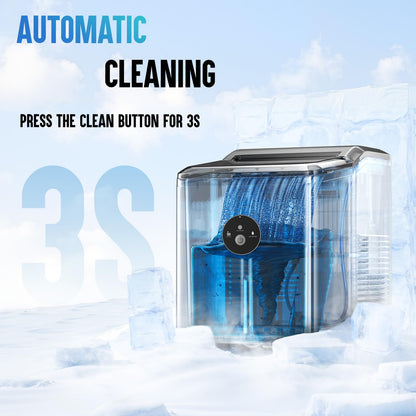 Nugget Ice Maker Countertop, Pebble Ice Maker in 6 Mins,26.5 LBS/Day, Self-Cleaning, FLASHCHILL™, Compact Portable Design, Ice Machine for Home, Kitchen, Office & Party