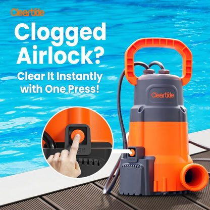 Cleartide 1/3 HP Submersible Utility Pump, 2790 GPH High Flow, Portable Sump Pump with Auto Water Sensor, Ideal for Pool, Flooded Basement, Hot Tub, Pond and Garden Draining