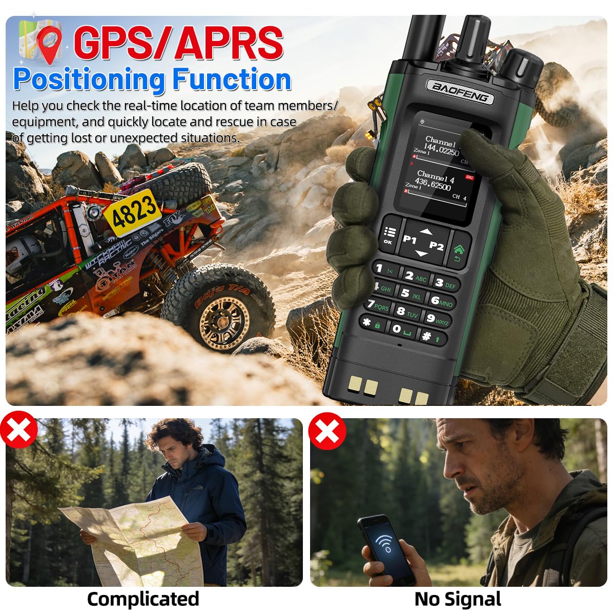 BAOFENG DM32 DMR Radio Ham Radio 10W Handheld Long Range Rechargeable Walkie Talkies GPS DM-32UV Digital NOAA 5RM Tactical Radio USB-C Charger for Hunting Survival Gear,2Pack
