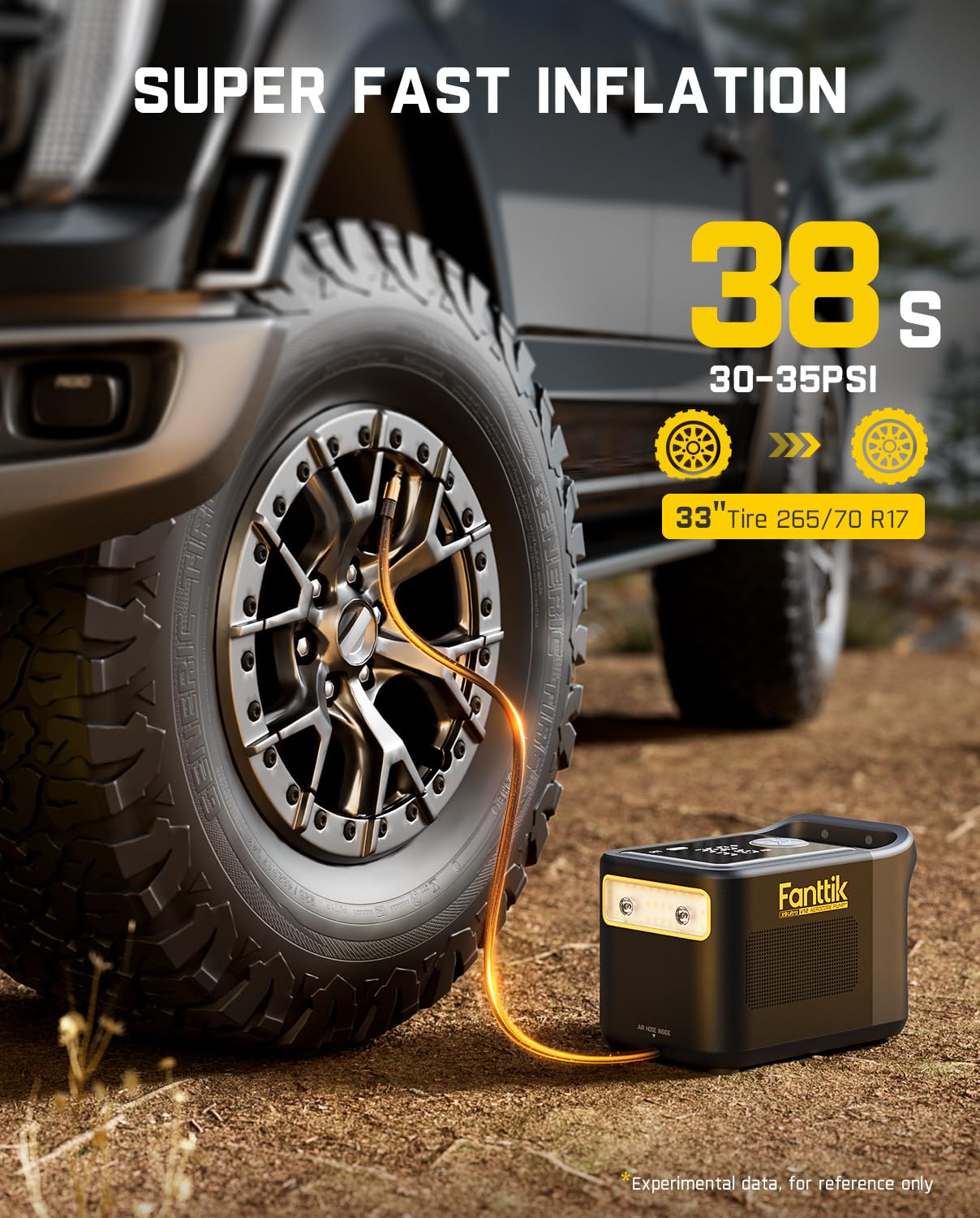 Fanttik X9 Ultra Portable Tire Inflator for Pickup Truck, RV | 3-in-1 Air Pump, Power Station, Flashlight | 6X Faster Inflator with Digital Gauge | Air Compressor for Light Truck, SUV, Compact Car