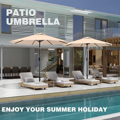 AreShark 9 FT Patio Umbrella - Outdoor Table Umbrella with Push Button Tilt & Crank | Beige, 8 Sturdy Ribs
