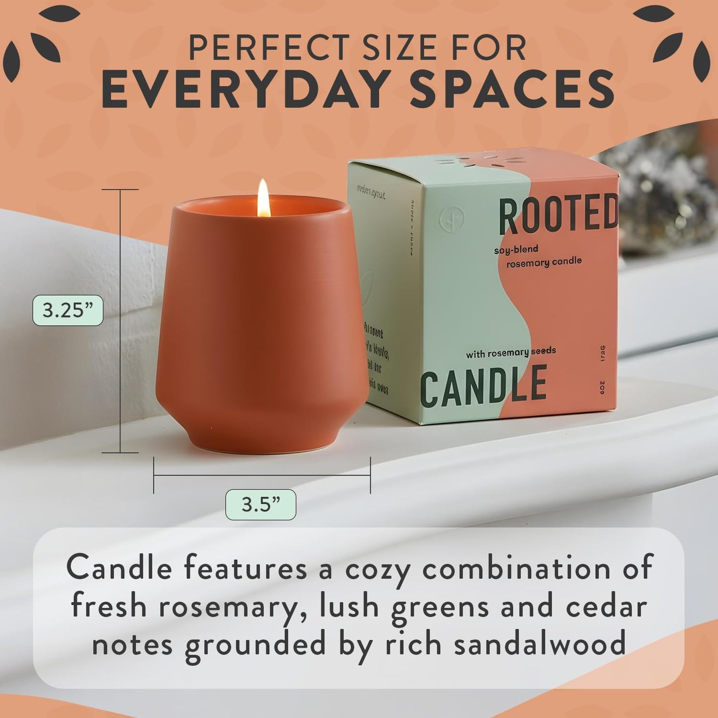 Modern Sprout - 2 in 1 Cucumber Scented & Soy Candle with Seeds that Grows into Rosemary Plant - 6 oz w/ 42 Hr Burn Time in Matte Glaze Ceramic Vessel Ideal for Indoor Herb Garden