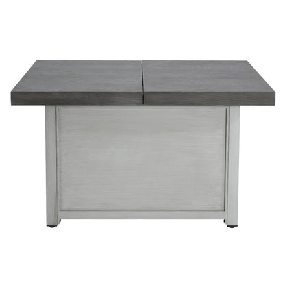 Christopher Knight Home Akali Extendable Outdoor Fire Pit Table with Lava Rocks and Protect Cover, Aluminium Alloy Tabletop Fire Pit with Steel Frame, Patio Fireplace Table, 50000 BTU, Dark Grey