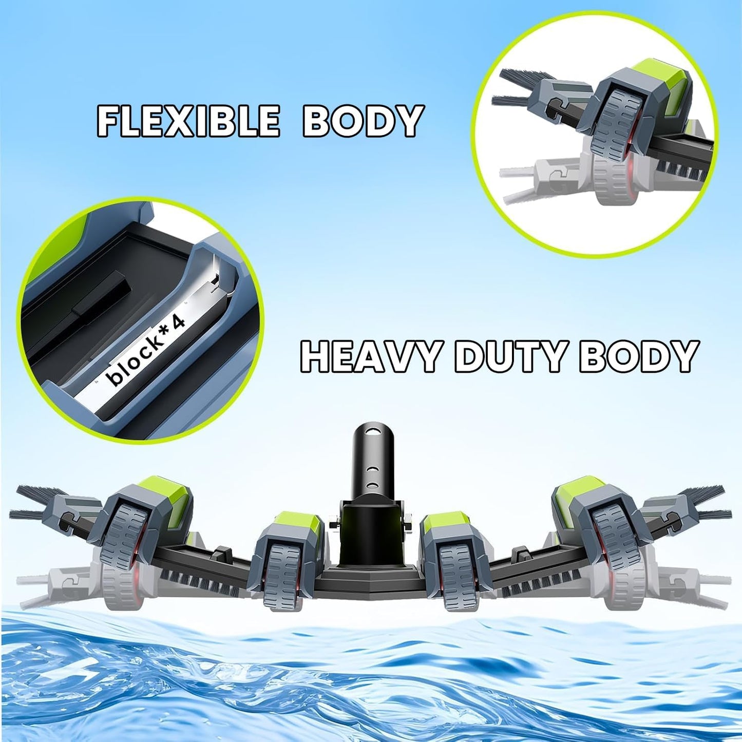 Sepetrel Heavy Duty Pool Vacuum Head - Professional Weighted Design with Wheels & Aluminum Handle