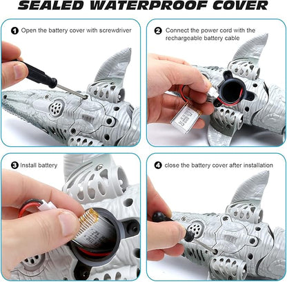 Remote Control Dinosaur Toys for Kids 3 4 5 6 7 Mosasaurus Diving Toys RC Boat with Light and Spray Water for Swimming Pool Lake Bathroom Ocean Protector Bath Toys