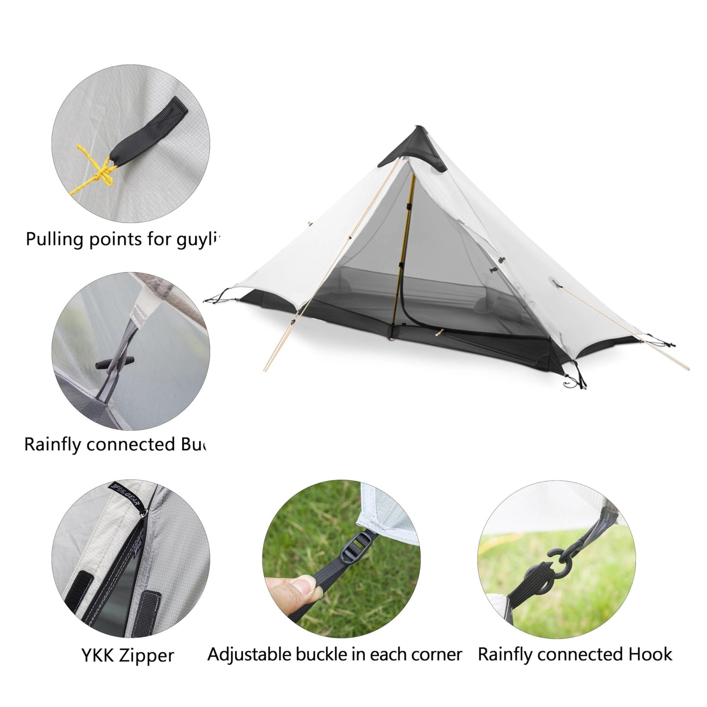 Ultralight Waterproof Tent, Double-Layer Three-Season Backpacking Tent for 1-Person Camping, Kayaking, Climbing, Hiking, Weighing in at only 2 pounds for The Tent (Grey)