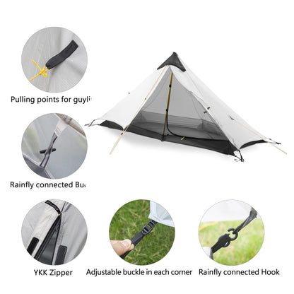 Ultralight Waterproof Tent, Double-Layer Three-Season Backpacking Tent for 1-Person Camping, Kayaking, Climbing, Hiking, Weighing in at only 2 pounds for The Tent (Grey)