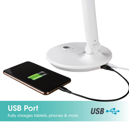 OttLite Desk Lamp with USB Charging & Good Housekeeping Sanitizing Light, LED Desk Lamp, Book & Reading Lights, Touch Activated, Flexible Neck, Stand & Desk Light for Home Office