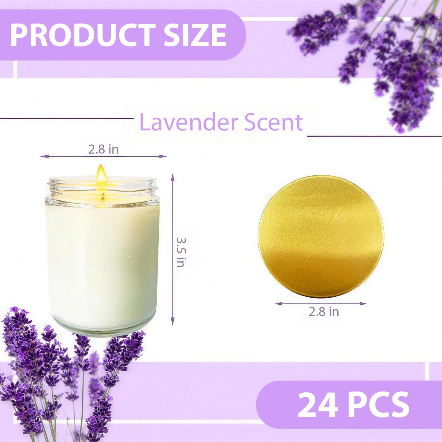 Veiuwa 24 Pcs 6 Oz Lavender Scented Soy Candles Set,Mason jar Bulk Candles for Gifts,Aromatherapy Candle,Great Stress Relieving Scented Candle for Girls as a Gift for Birthdays, Weddings and More!