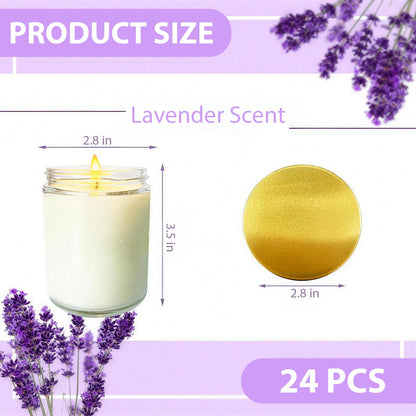 Veiuwa 24 Pcs 6 Oz Lavender Scented Soy Candles Set,Mason jar Bulk Candles for Gifts,Aromatherapy Candle,Great Stress Relieving Scented Candle for Girls as a Gift for Birthdays, Weddings and More!