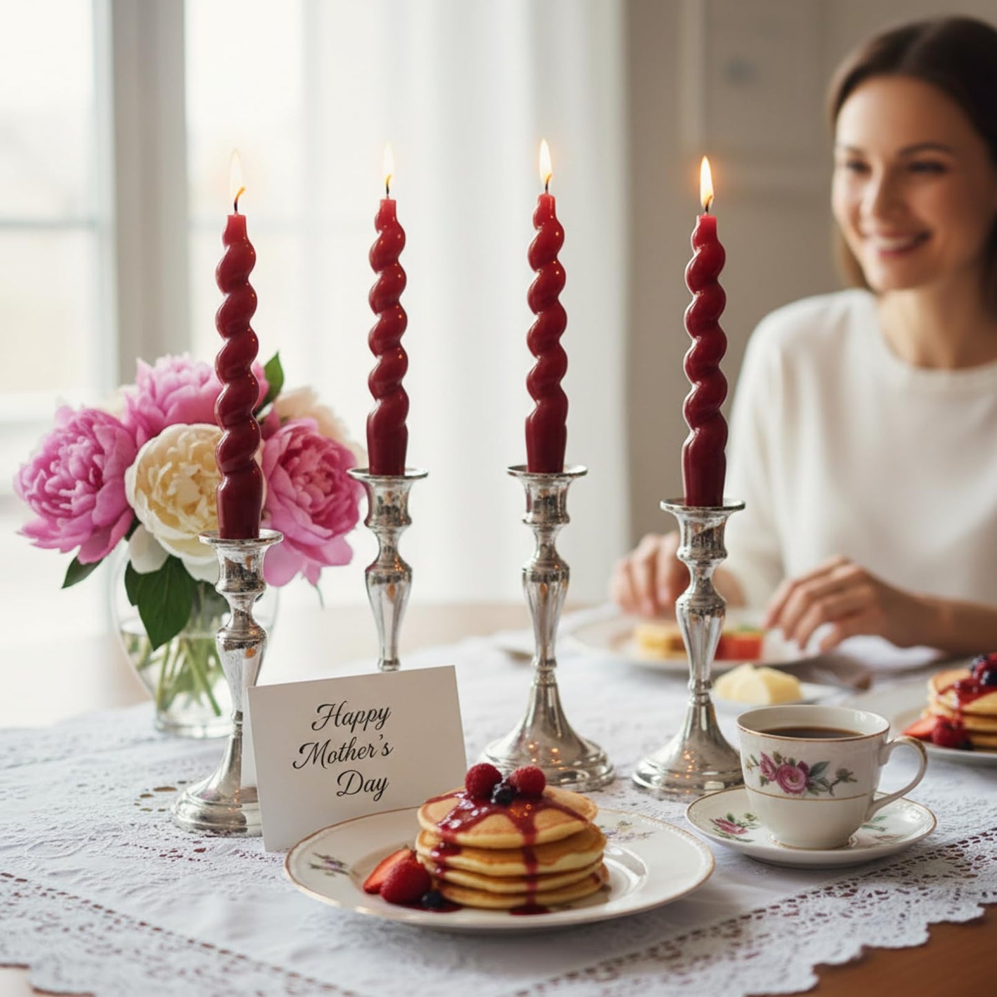 Red Taper Candles Short Candlesticks, 7.5inch Unscented Candle Sticks Dinner Candles for Wedding Centerpiece Home Table Mother's Day Housewarming Party,4 Pack