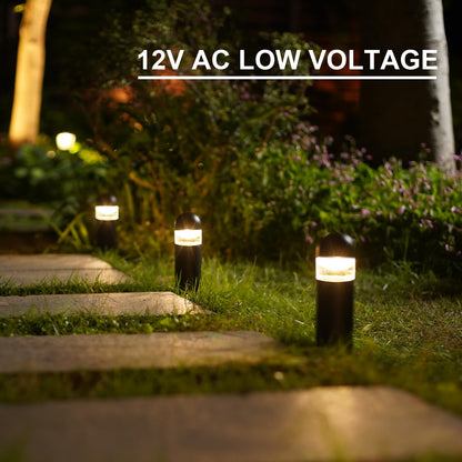 GOODSMANN Landscape Lighting 8PK Low Voltage Landscape Lighting 3W 60 Lumen LED Landscape Bollard Path Lights Outdoor 2700K Warm White Black with Cable Connectors Replaceable LED Bulbs