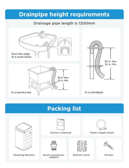 Midea Portable Washing Machine, 0.9 cu. ft with 6 Cycles, Drum Clean, Quick, Stainless Steel Tub, Transparent Lid, LED Display Washing Machine, White