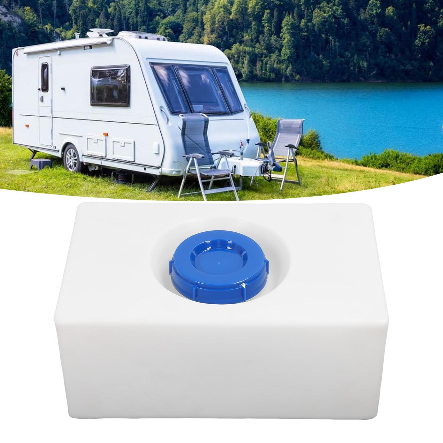 Generic 10 Gallons Water Tank for Car Detailing, 21.3 X 13.2 X 9.1in Heat Cold Rv Water Tank, PE Large Diameter Inlet Fresh Water Tank for Trailer Boat Yacht, Genericfiy8p092cr