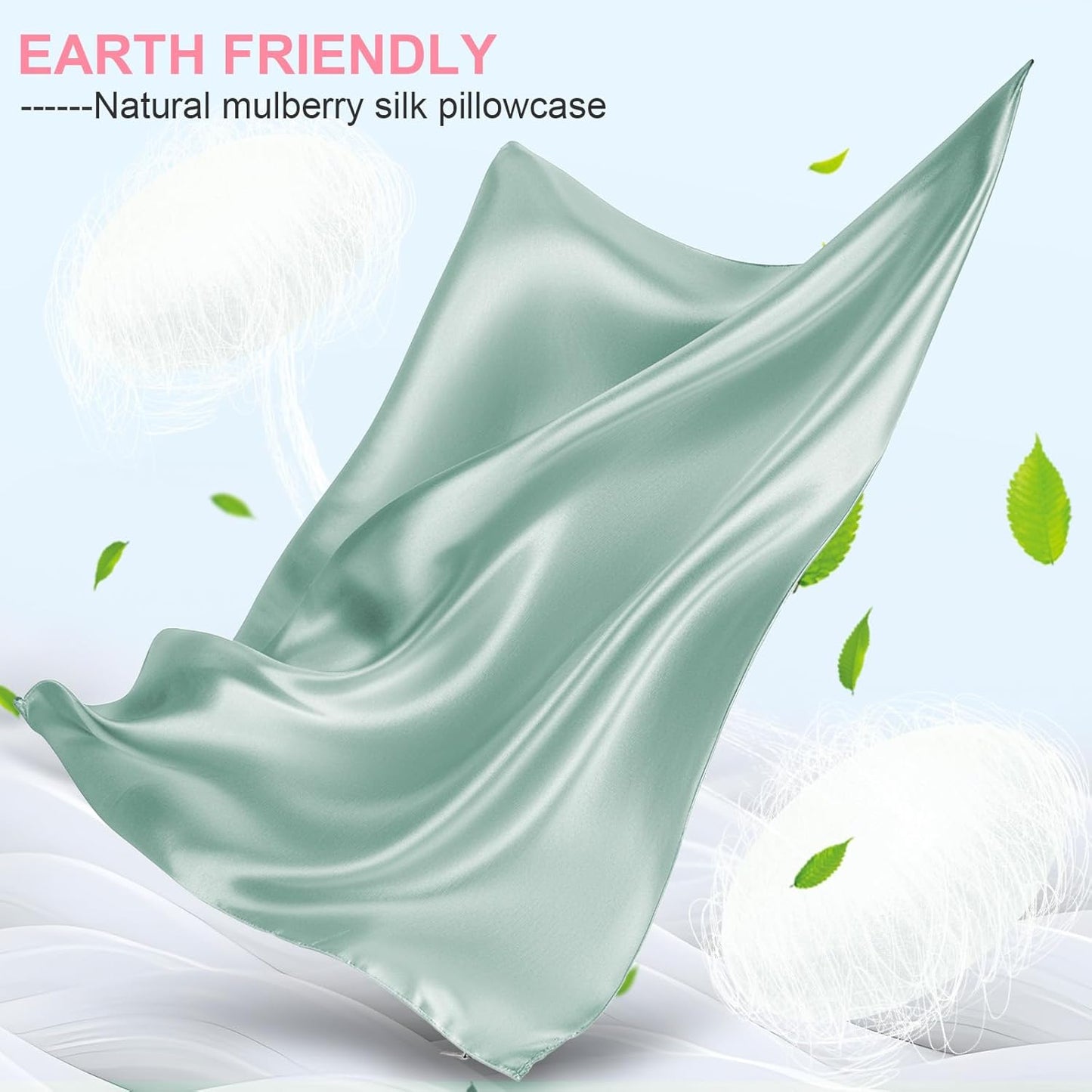 Skiennix Silk Pillowcases - 2 Pack Standard Size, Mulberry Silk for Hair & Skin | Soft Sage Green