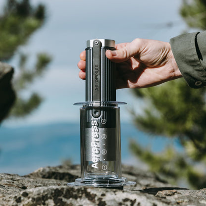 AeroPress Manual Coffee Grinder – Portable Hand Burr Grinder with Titanium-Coated Conical Burrs, 60 Grind Settings, Compact Travel Coffee Bean Grinder for AeroPress, Espresso, French Press, Moka Pot