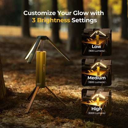BougeRV Portable Fan Rechargeable, 20000mAh Battery Powered Fans with 4 Wind Speeds Hook Brighter Light LCD Display 270° Rotatable & Upgraded Telescopic Camping Light, 15600mAh Rotatable Electric Lant