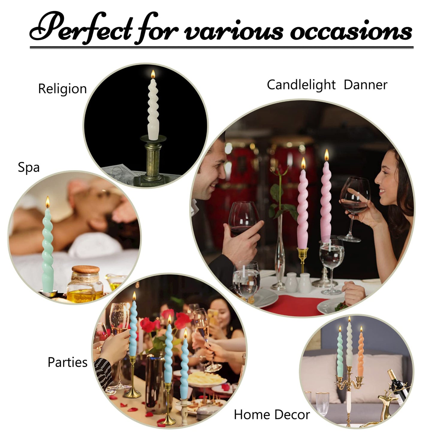 Colorful Candlestick Spiral Taper Candle, Gedengni 7.2inches Handcrafted Twisted Candlesticks Short Taper Candles Unscented Candle Sticks for Wedding Home Dinner Women Gifts,2S-Yellow Orange