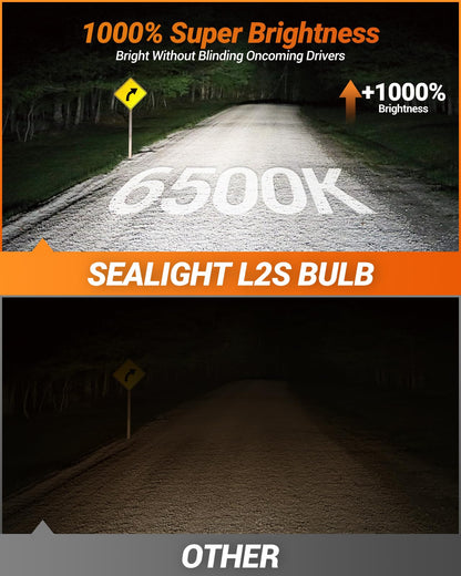 SEALIGHT 9005/H11 LED Bulb Combo, 1000% Bright, 6500K White, Aluminum, 20 Year Lifespan, Pack of 4