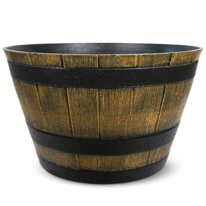 Headwind Whiskey Barrel Planter – 15 Inch New Wood Barrel Planters for Outdoor Plants – Weather-Resistant Flower Pot with Wooden Finish – Decorative Indoor & Outdoor Garden Planter by Robert Allen