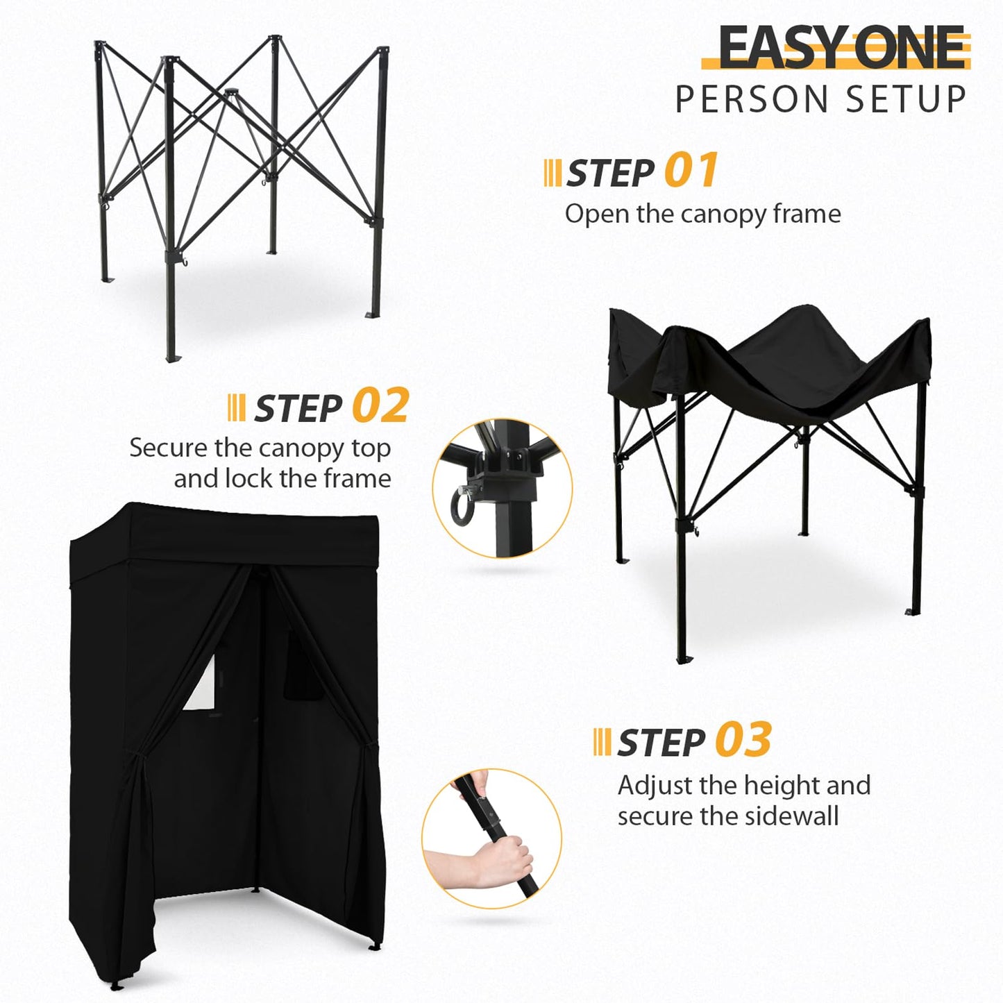 EAGLE PEAK Flex Compact 4x4 Pop-up Canopy Changing Room, Portable Privacy Dressing Room for Indoor Fashion Photoshoots, Camping, or Pool, Black