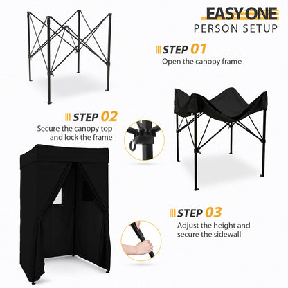 EAGLE PEAK Flex Compact 4x4 Pop-up Canopy Changing Room, Portable Privacy Dressing Room for Indoor Fashion Photoshoots, Camping, or Pool, Black