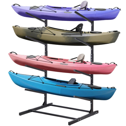 Oxphanor Kayak Storage Rack 4 Kayaks, Adjustable Freestanding Kayak and SUP Stand, Weatherproof and Heavy Duty Surfboard Storage Rack, Hold up Kayaks, SUPs, Paddleboards, Canoes